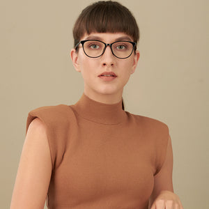 Black Cat Eye Full Rim Medium Women Eyeglasses by Lenskart Air-145995