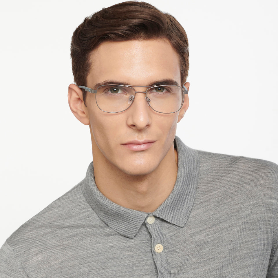 Gunmetal Aviator Full Rim Unisex Eyeglasses by Lenskart Air Online-149747