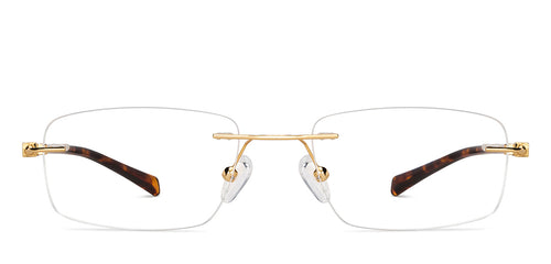 Gold Rectangle Rimless Unisex Eyeglasses by Lenskart Air-150109