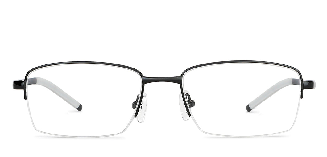 Black Rectangle Half Rim Unisex Eyeglasses by Lenskart Air LA-147291