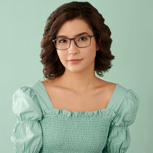 Grey Rectangle Full Rim Unisex Eyeglasses by Lenskart Air-146847