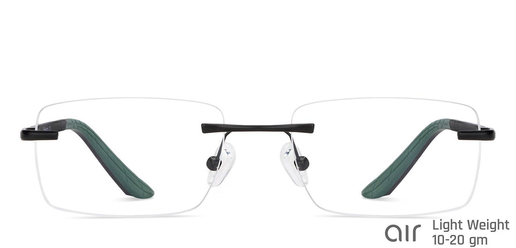 Black Rectangle Rimless Unisex Eyeglasses by Lenskart Air-148377