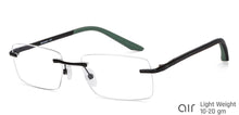 Load image into Gallery viewer, Black Rectangle Rimless Unisex Eyeglasses by Lenskart Air-148377