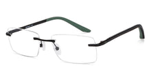 Load image into Gallery viewer, Black Rectangle Rimless Unisex Eyeglasses by Lenskart Air-148377