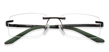 Load image into Gallery viewer, Black Rectangle Rimless Unisex Eyeglasses by Lenskart Air-148377