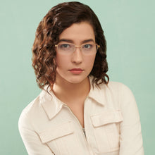 Load image into Gallery viewer, Gold Rectangle Half Rim Unisex Eyeglasses by Lenskart Air LA-146855