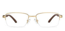 Load image into Gallery viewer, Gold Rectangle Half Rim Unisex Eyeglasses by Lenskart Air LA-146855
