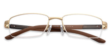 Load image into Gallery viewer, Gold Rectangle Half Rim Unisex Eyeglasses by Lenskart Air LA-146855