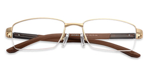 Gold Rectangle Half Rim Unisex Eyeglasses by Lenskart Air LA-146855