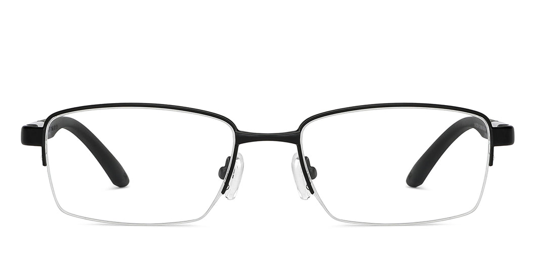 Black Rectangle Half Rim Wide Unisex Eyeglasses by Lenskart Air-146854