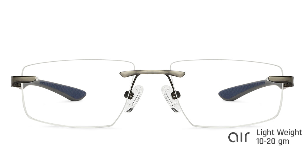 Grey Rectangle Rimless Narrow Unisex Eyeglasses by Lenskart Air-146857