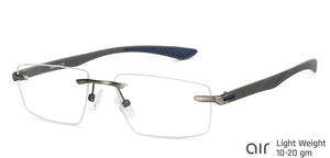 Grey Rectangle Rimless Narrow Unisex Eyeglasses by Lenskart Air-146857