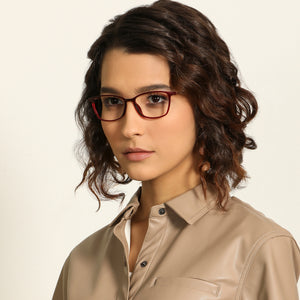 Red Rectangle Full Rim Unisex Eyeglasses by Lenskart Air LA-137967