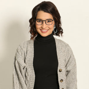 Grey Rectangle Full Rim Unisex Eyeglasses by Lenskart Air Computer Glasses-147895