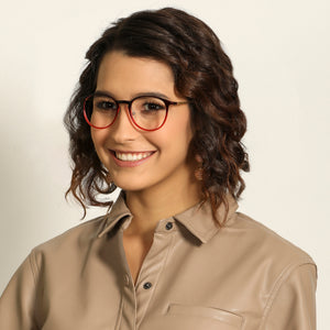 Red Round Full Rim Unisex Eyeglasses by Lenskart Air Computer Glasses-146749