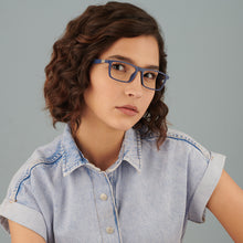 Load image into Gallery viewer, Blue Rectangle Full Rim Extra Wide Unisex Eyeglasses by Lenskart Air-138048