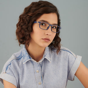 Blue Rectangle Full Rim Extra Wide Unisex Eyeglasses by Lenskart Air-138048