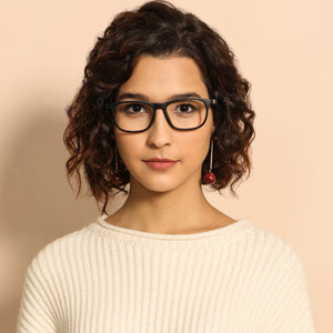Black Rectangle Full Rim Unisex Eyeglasses by Lenskart Air LA-138049