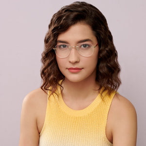Gold Aviator Rimless Unisex Eyeglasses by Lenskart Air Online-137962