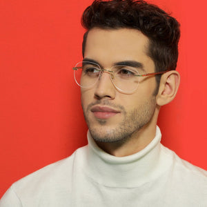 Gold Aviator Rimless Unisex Eyeglasses by Lenskart Air Online-137962