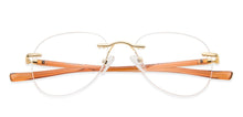 Load image into Gallery viewer, Gold Aviator Rimless Unisex Eyeglasses by Lenskart Air Online-137962