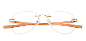 Gold Aviator Rimless Unisex Eyeglasses by Lenskart Air Online-137962
