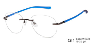 Grey Aviator Rimless Unisex Eyeglasses by Lenskart Air Computer Glasses-147902