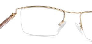 Gold Rectangle Half Rim Unisex Eyeglasses by Lenskart Air Computer Glasses-146747