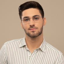 Load image into Gallery viewer, Silver Rectangle Half Rim Wide Unisex Eyeglasses by Lenskart Air Online-138372