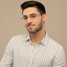 Load image into Gallery viewer, Silver Rectangle Half Rim Wide Unisex Eyeglasses by Lenskart Air Online-138372