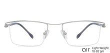 Load image into Gallery viewer, Silver Rectangle Half Rim Wide Unisex Eyeglasses by Lenskart Air Online-138372