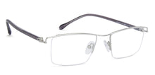 Load image into Gallery viewer, Silver Rectangle Half Rim Wide Unisex Eyeglasses by Lenskart Air Online-138372