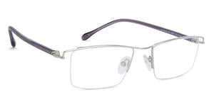 Silver Rectangle Half Rim Wide Unisex Eyeglasses by Lenskart Air Online-138372