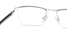 Load image into Gallery viewer, Silver Rectangle Half Rim Wide Unisex Eyeglasses by Lenskart Air Online-138372