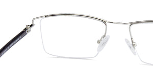Silver Rectangle Half Rim Wide Unisex Eyeglasses by Lenskart Air Online-138372