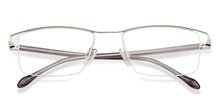 Load image into Gallery viewer, Silver Rectangle Half Rim Wide Unisex Eyeglasses by Lenskart Air Online-138372