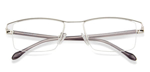 Silver Rectangle Half Rim Wide Unisex Eyeglasses by Lenskart Air Online-138372