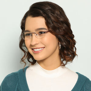 Maroon Rectangle Rimless Unisex Eyeglasses by Lenskart Air Computer Glasses-147880