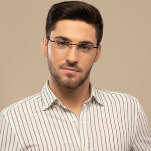 Black Rectangle Rimless Unisex Eyeglasses by Lenskart Air-139657