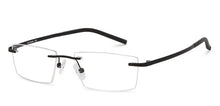 Load image into Gallery viewer, Black Rectangle Rimless Unisex Eyeglasses by Lenskart Air-139657