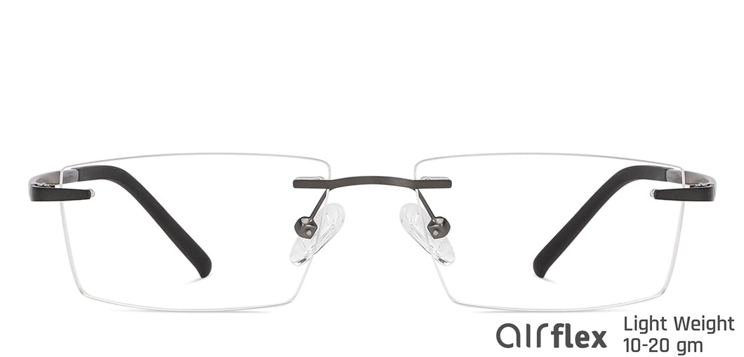 Grey Rectangle Rimless Unisex Eyeglasses by Lenskart Air Computer Glasses-147877