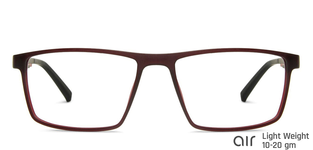 Red Rectangle Full Rim Narrow Unisex Eyeglasses by Lenskart Air Online-139908
