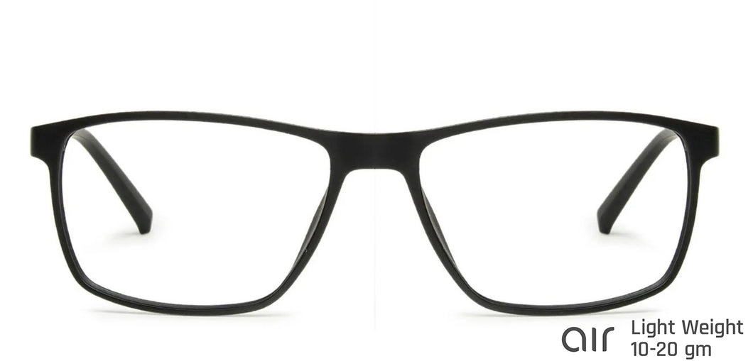 Black Rectangle Full Rim Unisex Eyeglasses by Lenskart Air Online-139935
