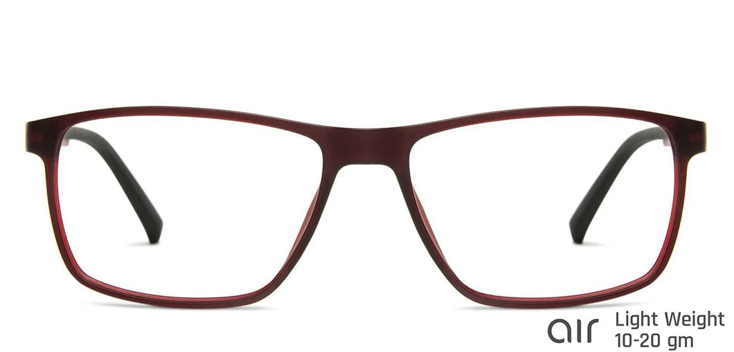 Red Rectangle Full Rim Narrow Unisex Eyeglasses by Lenskart Air Online-139937
