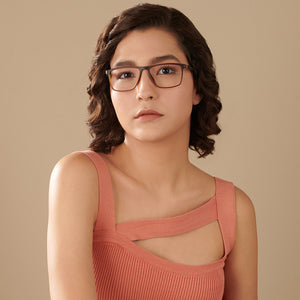 Brown Rectangle Full Rim Unisex Eyeglasses by Lenskart Air Computer Glasses-144285