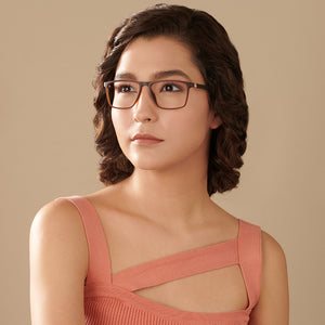 Brown Rectangle Full Rim Unisex Eyeglasses by Lenskart Air Computer Glasses-144285