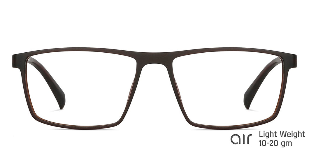 Brown Rectangle Full Rim Narrow Unisex Eyeglasses by Lenskart Air Online-139962