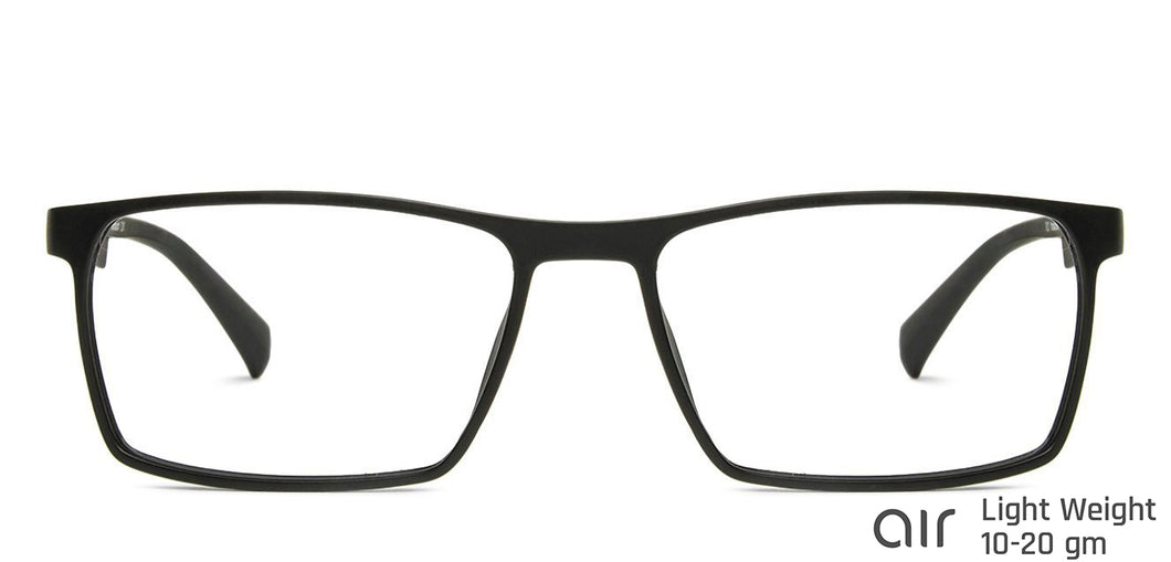 Black Rectangle Full Rim Unisex Eyeglasses by Lenskart Air Online-139968