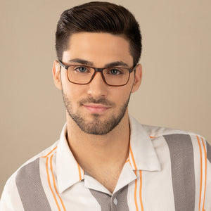Brown Rectangle Full Rim Narrow Unisex Eyeglasses by Lenskart Air Online-139977