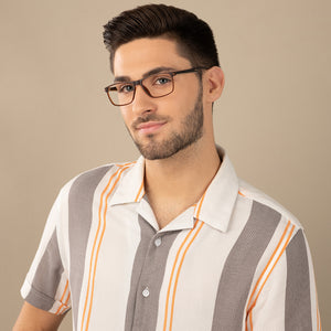 Brown Rectangle Full Rim Narrow Unisex Eyeglasses by Lenskart Air Online-139977